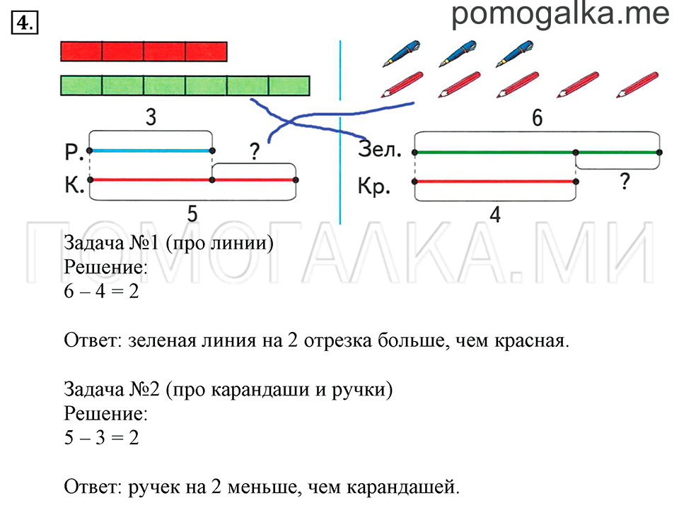 Часть 2. Страница 11-12. Задачи на разностное сравнение. Задача №4 — решение 1