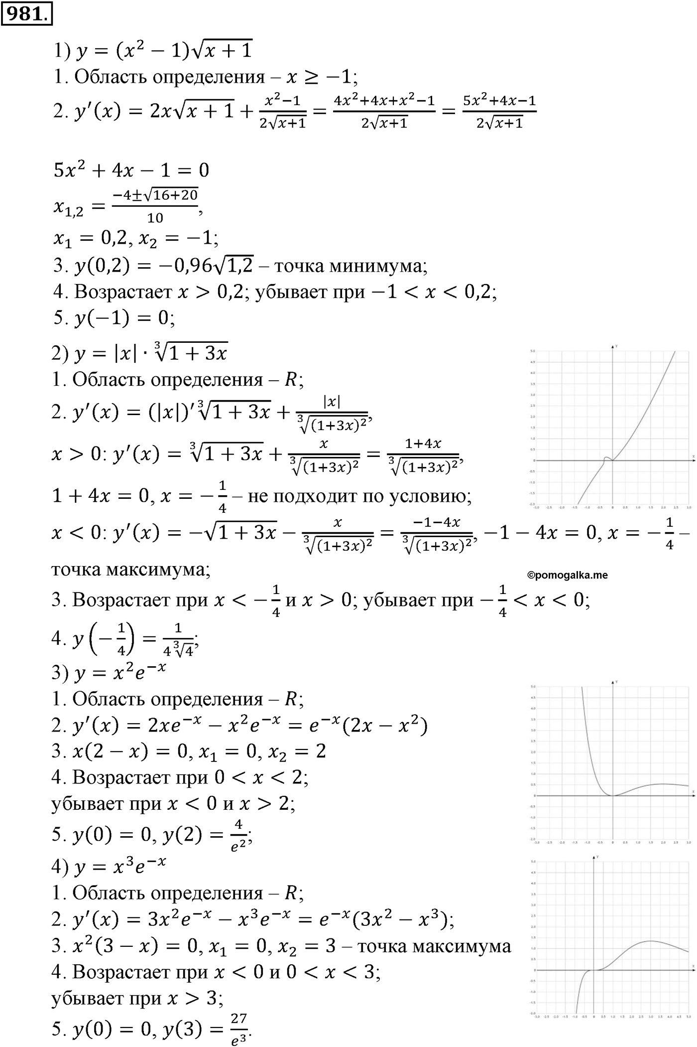 Глава IX. Применение производной к исследованию функций. Номер №981 — решение 1
