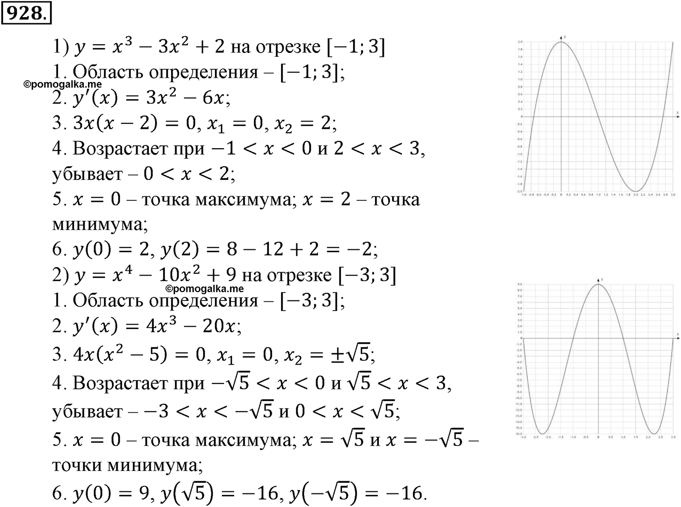 Глава IX. Применение производной к исследованию функций. Номер №928 — решение 1