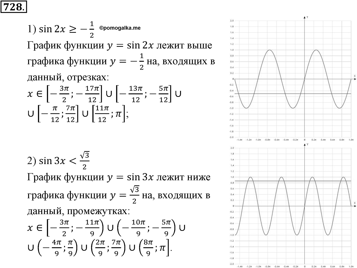 Глава VII. Тригонометрические функции. Номер №728 — решение 1