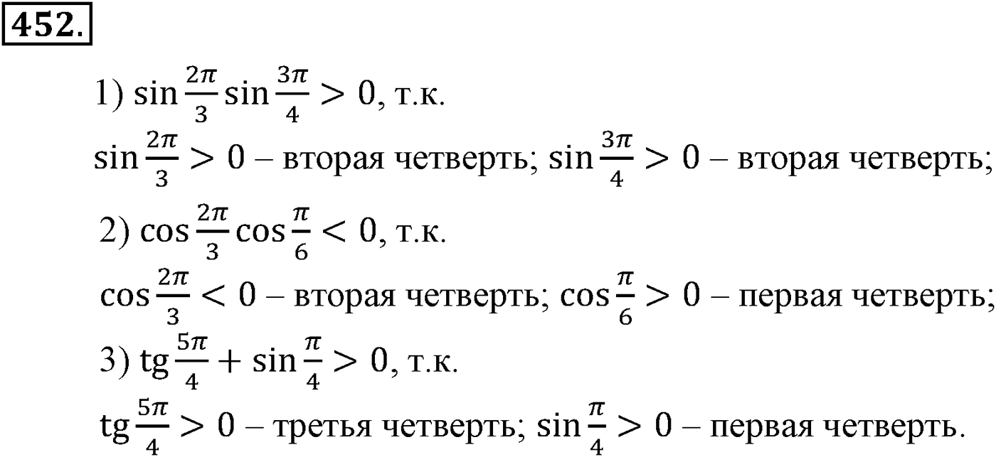 Глава V. Тригонометрические формулы. Номер №452 — решение 1