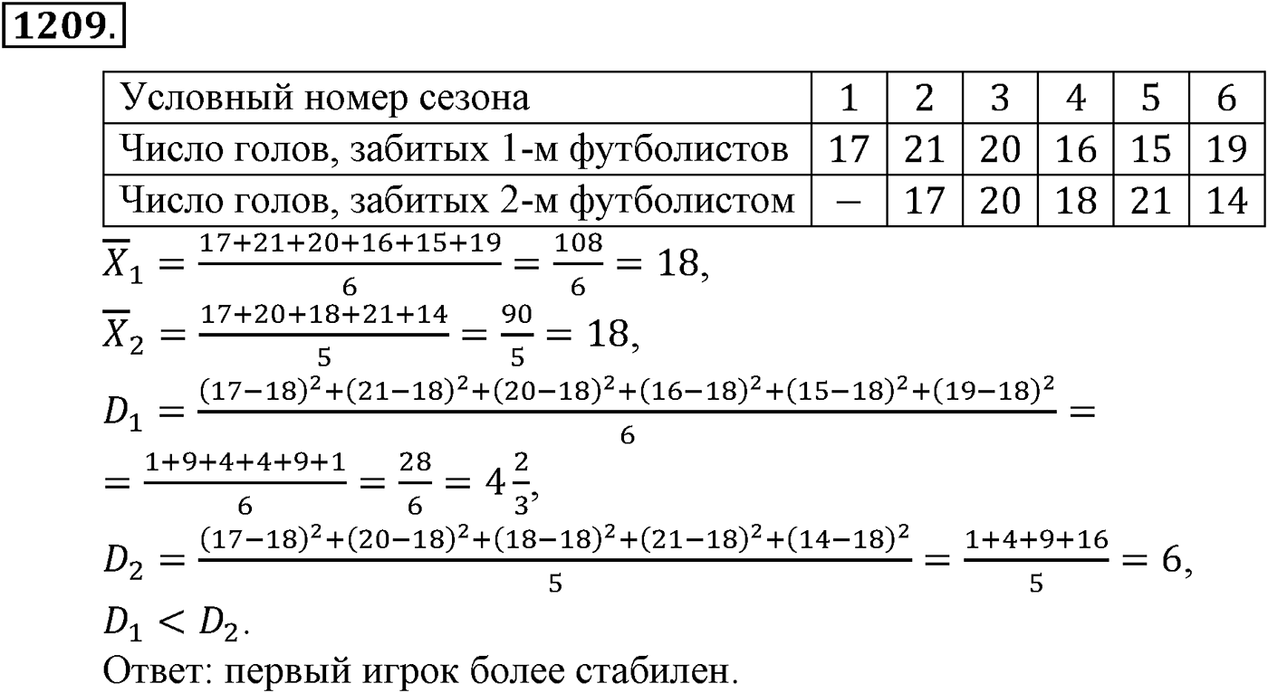Глава XIII. Статистика. Номер №1209 — решение 1