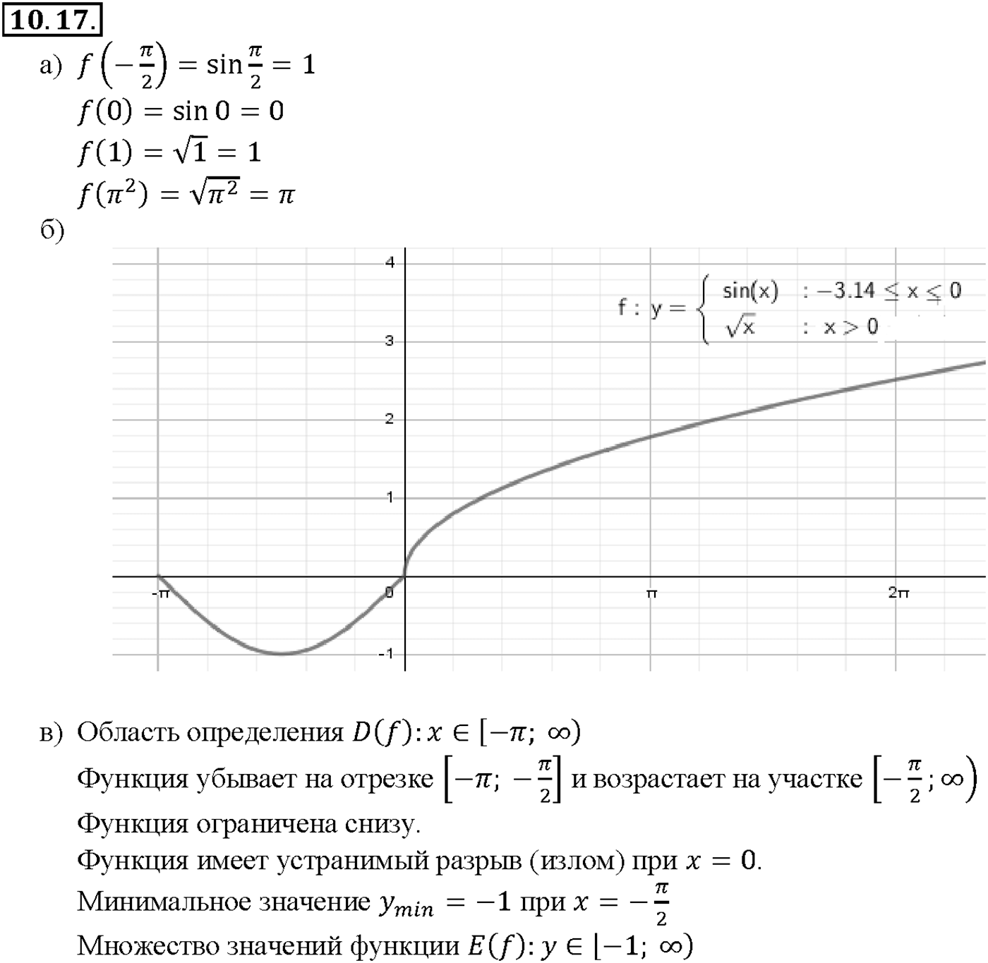 Глава 2. Тригонометрические функции. §10. Функция у = sin x, ее свойства и график. Номер №10.17 — решение 1