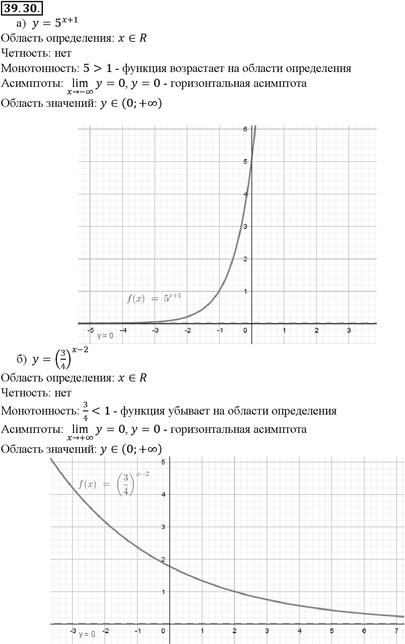 Глава 7. Показательная и логарифмическая функции. §39. Показательная функция, ее свойства и график. Номер №39.30 — решение 1