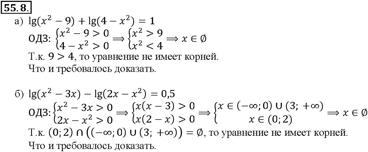 Глава 10. Уравнения и неравенства. Системы уравнений и неравенств. §55. Равносильность уравнений. Номер №55.8 — решение 1