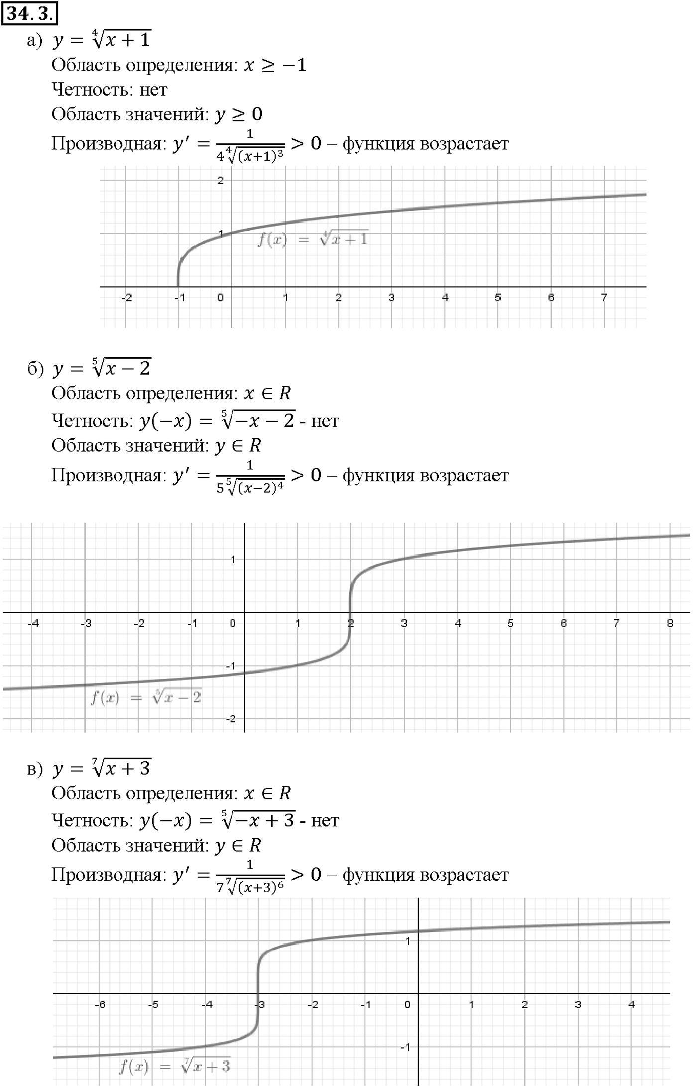 Глава 6. Степени и корни. Степенные функции. §34. Функции у = n/х, их свойства и графики. Номер №34.3 — решение 1