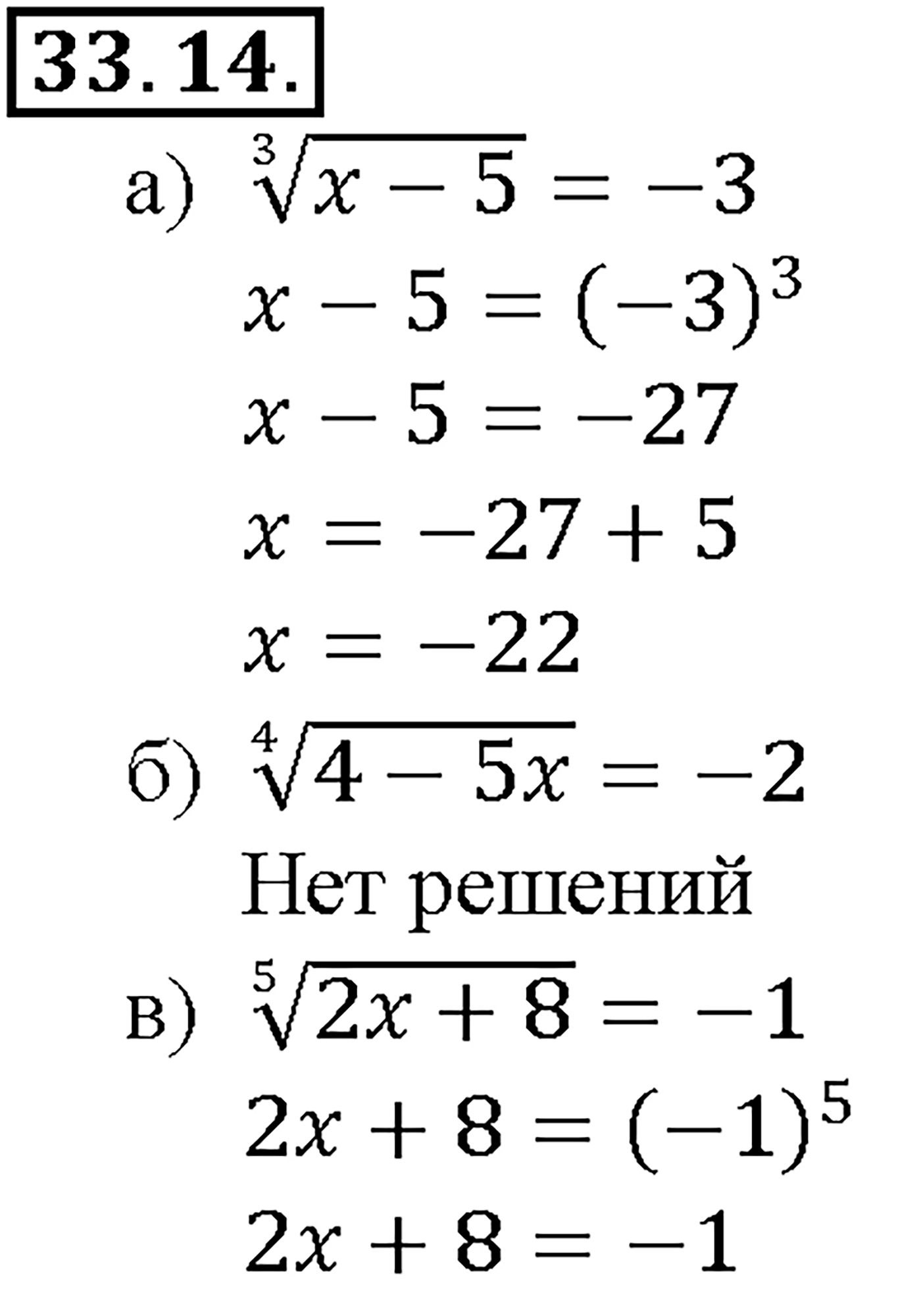 Глава 6. Степени и корни. Степенные функции. §33. Понятие корня n-й степени из действительного числа. Номер №33.14 — решение 1