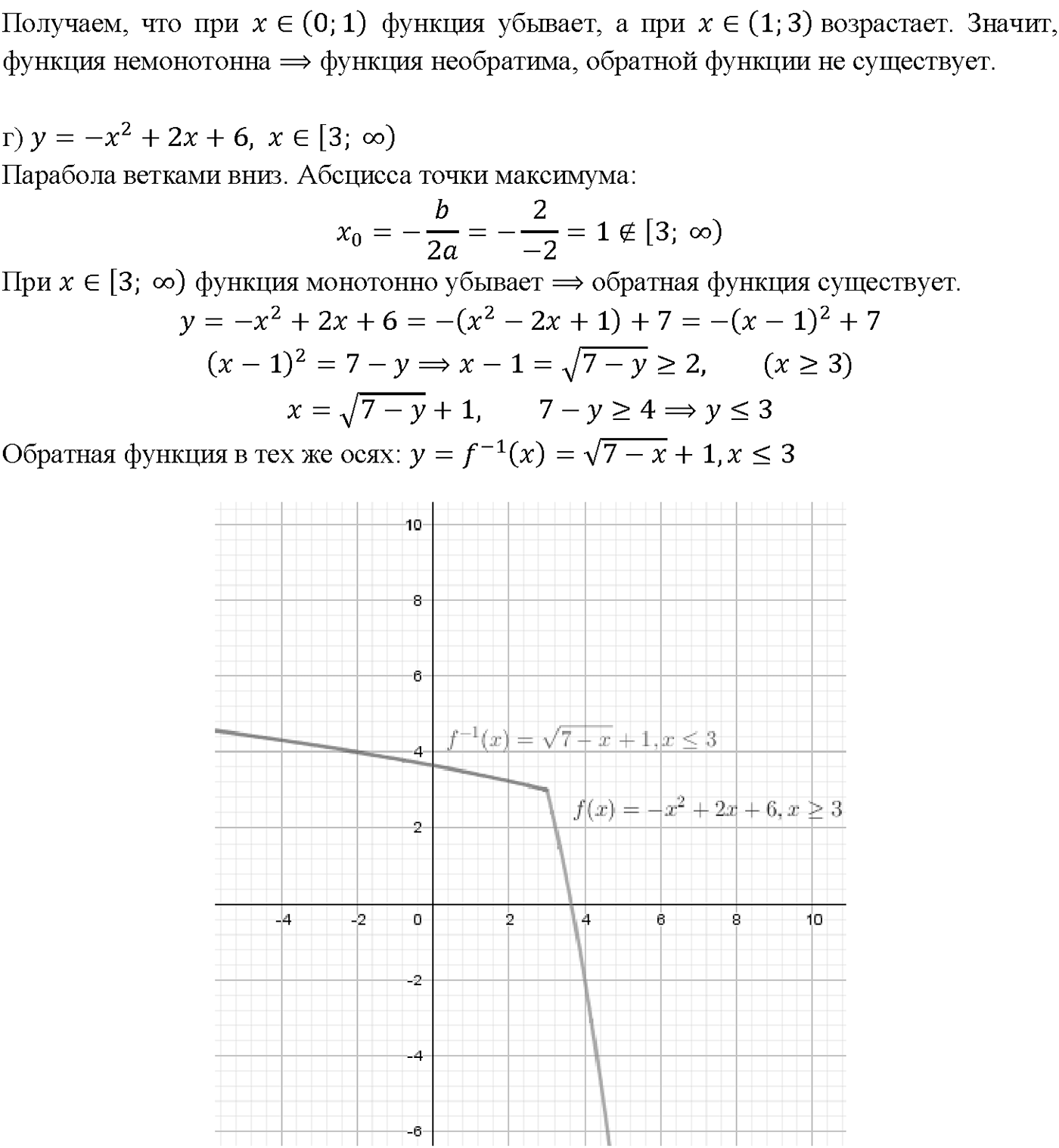 Глава 1. Числовые функции. §3. Обратная функция. Номер №3.5 — решение 2