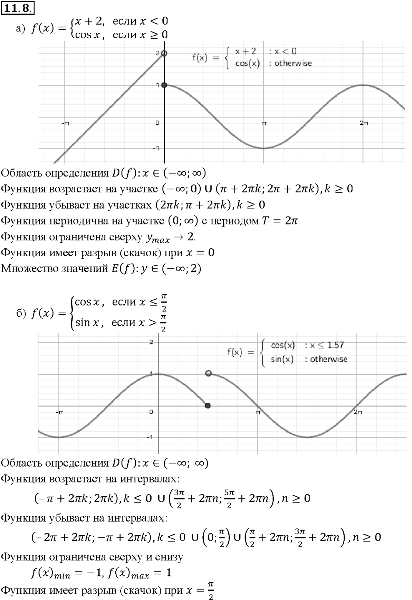 Глава 2. Тригонометрические функции. §11. Функция у = cos x, ее свойства и график. Номер №11.8 — решение 1