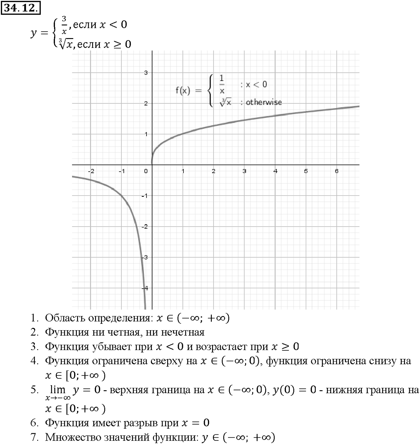 Глава 6. Степени и корни. Степенные функции. §34. Функции у = n/х, их свойства и графики. Номер №34.12 — решение 1
