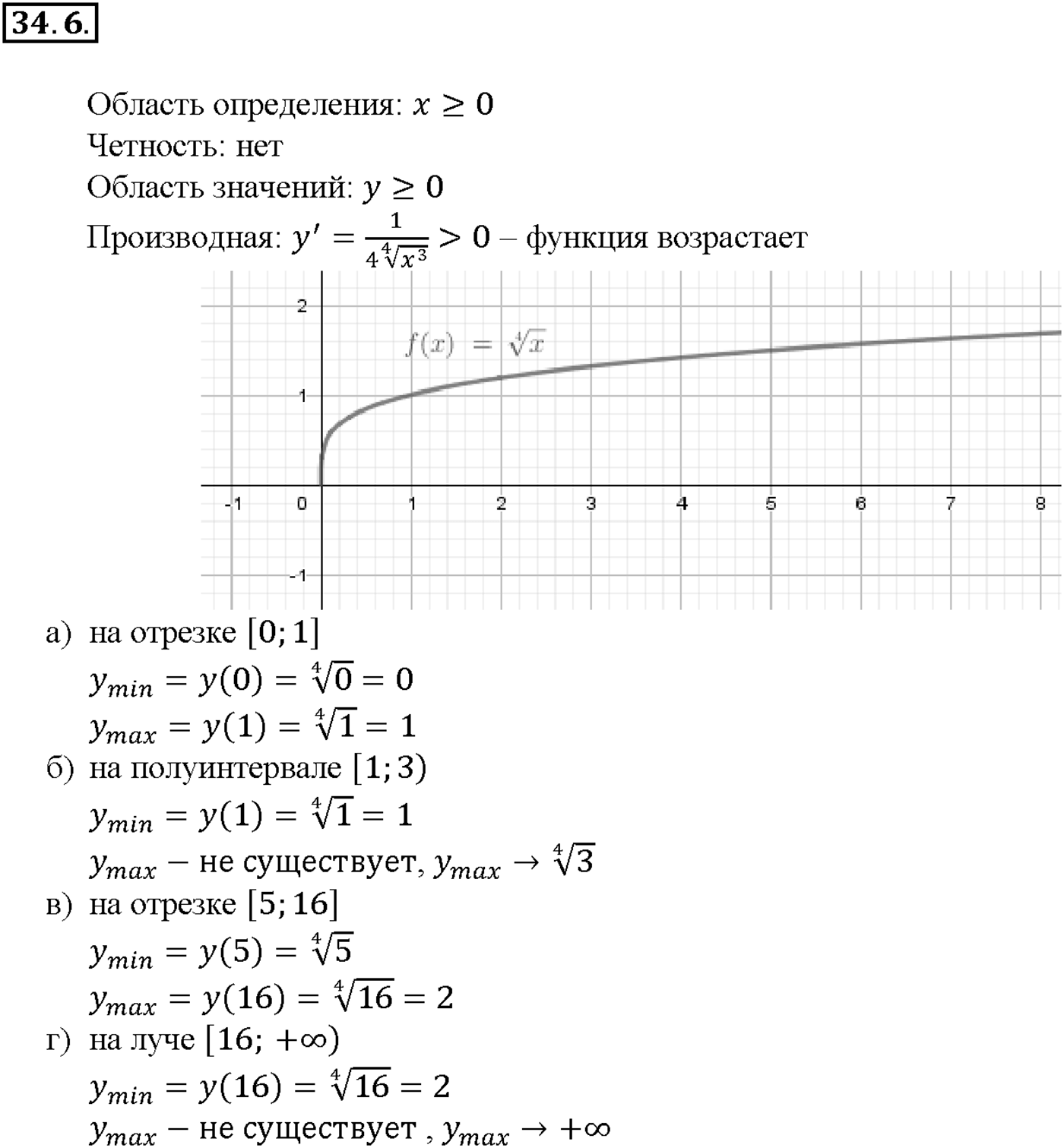 Глава 6. Степени и корни. Степенные функции. §34. Функции у = n/х, их свойства и графики. Номер №34.6 — решение 1
