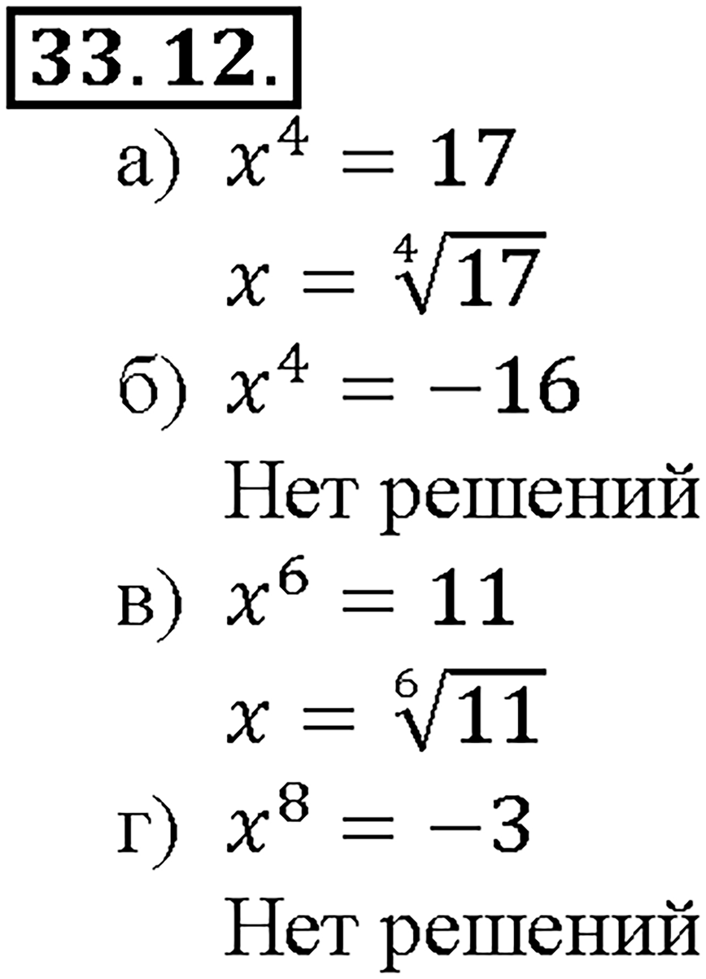 Глава 6. Степени и корни. Степенные функции. §33. Понятие корня n-й степени из действительного числа. Номер №33.12 — решение 1