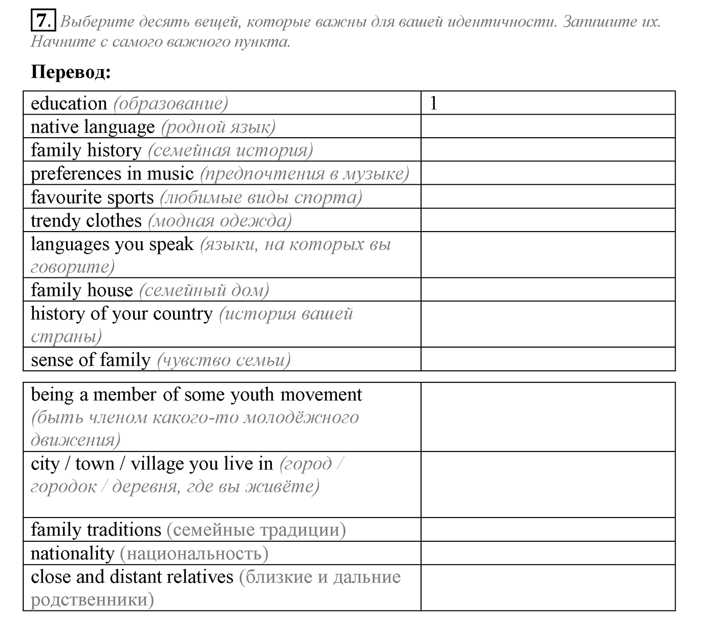 Unit 2. Talking on family matters. Section 1. Задание №7 — решение 1