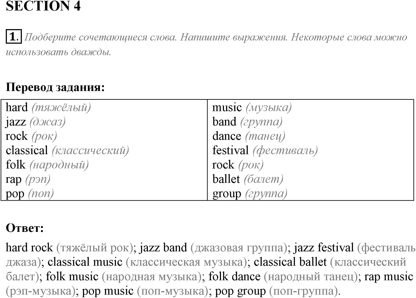 Unit 1. Start anew. Section 4. Задание №1 — решение 1