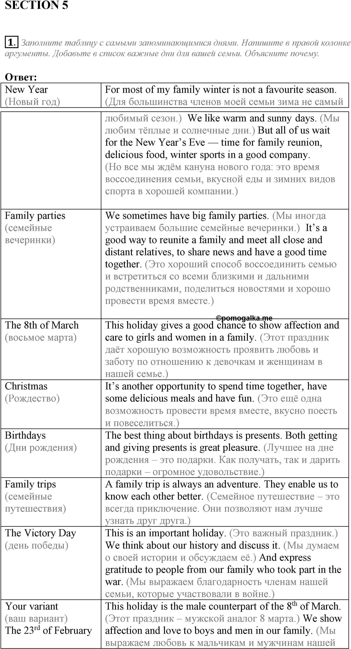 Unit 2. Talking on family matters. Section 5. Задание №1 — решение 1