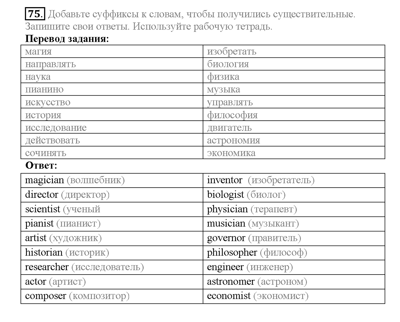 Unit 3. Section 2. Progress and development. Задание №75 — решение 1