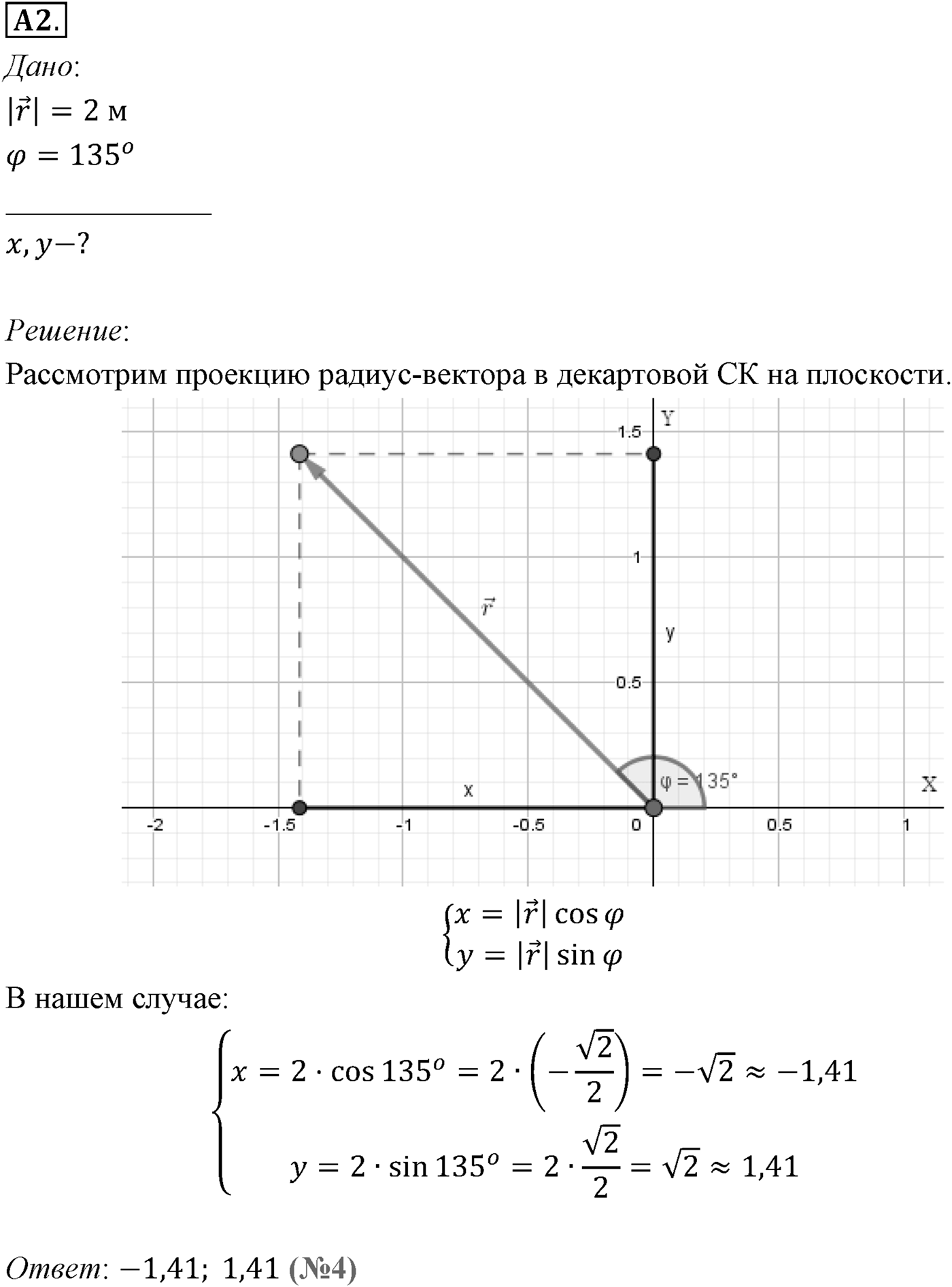 Глава 1. Кинематика точки и твёрдого тела. §2. Способы описания движения. Параграф №2 задание ЕГЭ A2 — решение 1