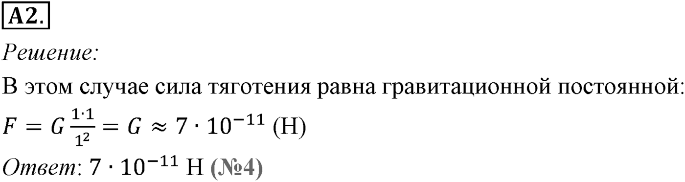 Глава 3. Силы в механике. §28. Сила тяжести и сила всемирного тяготения. Параграф №28 задание ЕГЭ A2 — решение 1