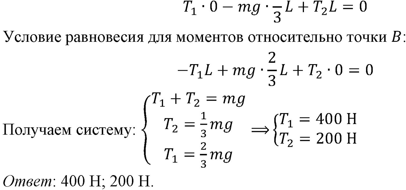 Глава 7. Равновесие абсолютно твёрдых тел. §52. Примеры решения задач по теме «Равновесие тел». Параграф №52 задача для самостоятельного решения 5 — решение 2