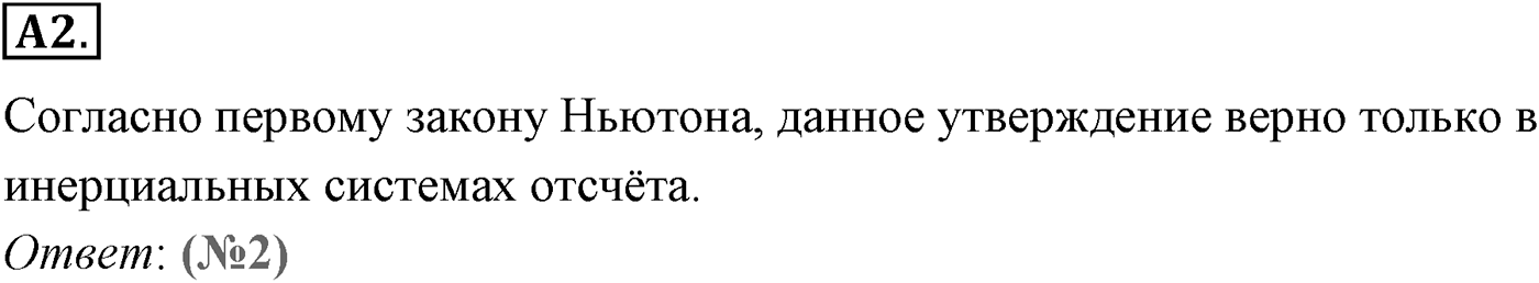Глава 2. Динамика. Законы механики Ньютона. §20. Первый закон Ньютона. Параграф №20 задание ЕГЭ A2 — решение 1