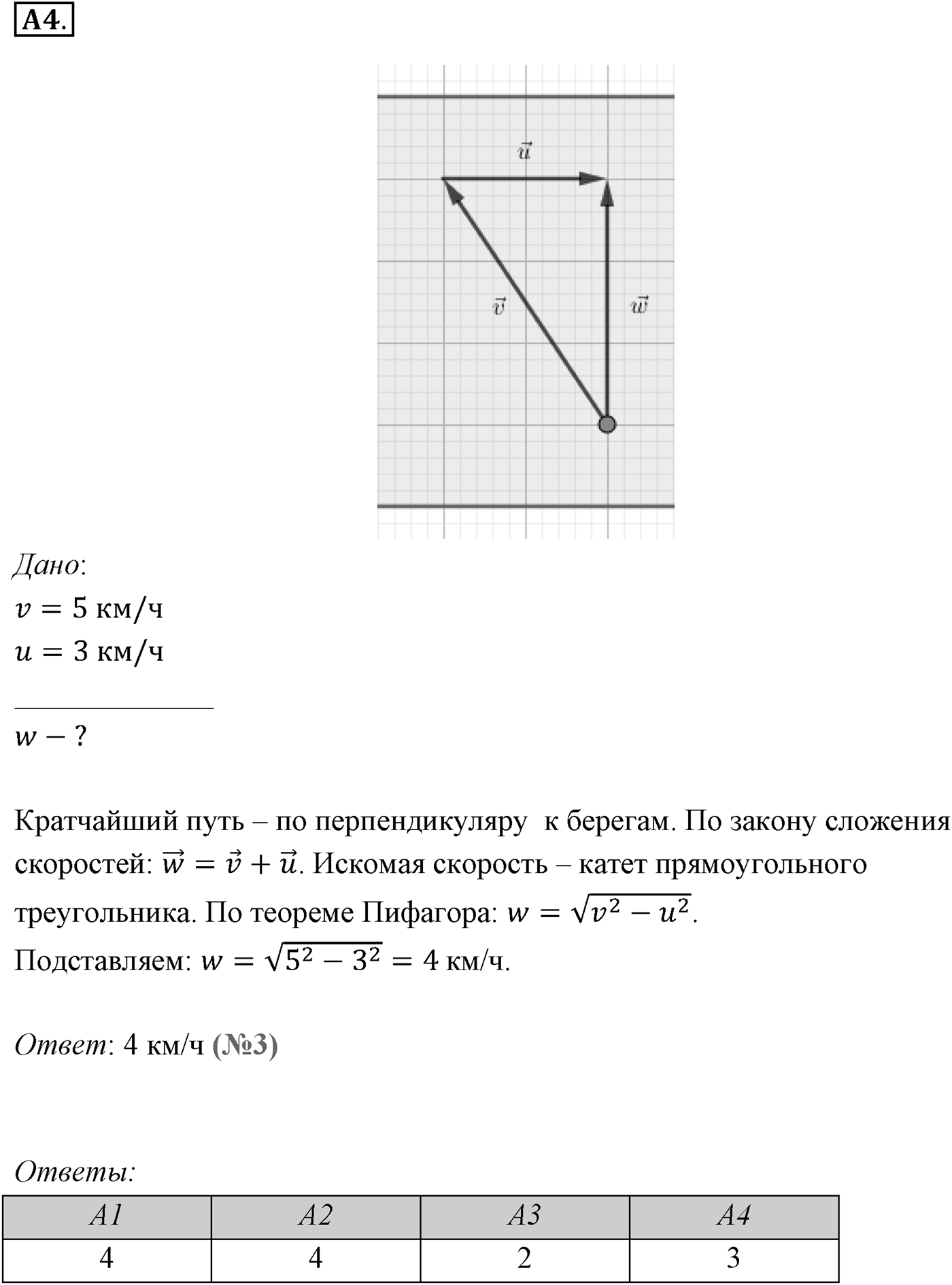 Глава 1. Кинематика точки и твёрдого тела. §6. Сложение скоростей. Параграф №6 задание ЕГЭ A4 — решение 1