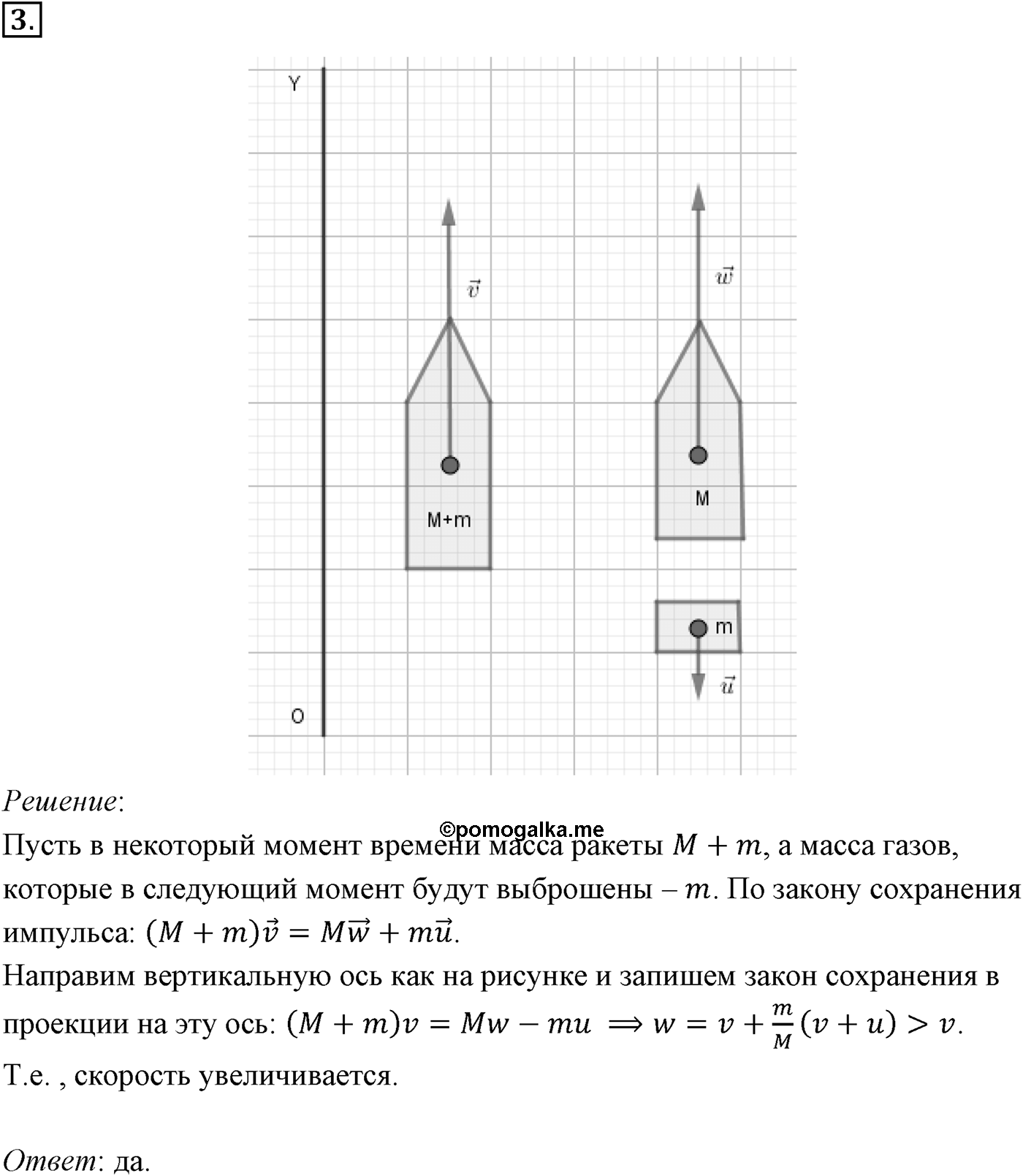 Глава 4. Закон сохранения импульса. §39. Примеры решения задач по теме «Закон сохранения импульса». Параграф №39 задача для самостоятельного решения 3 — решение 1