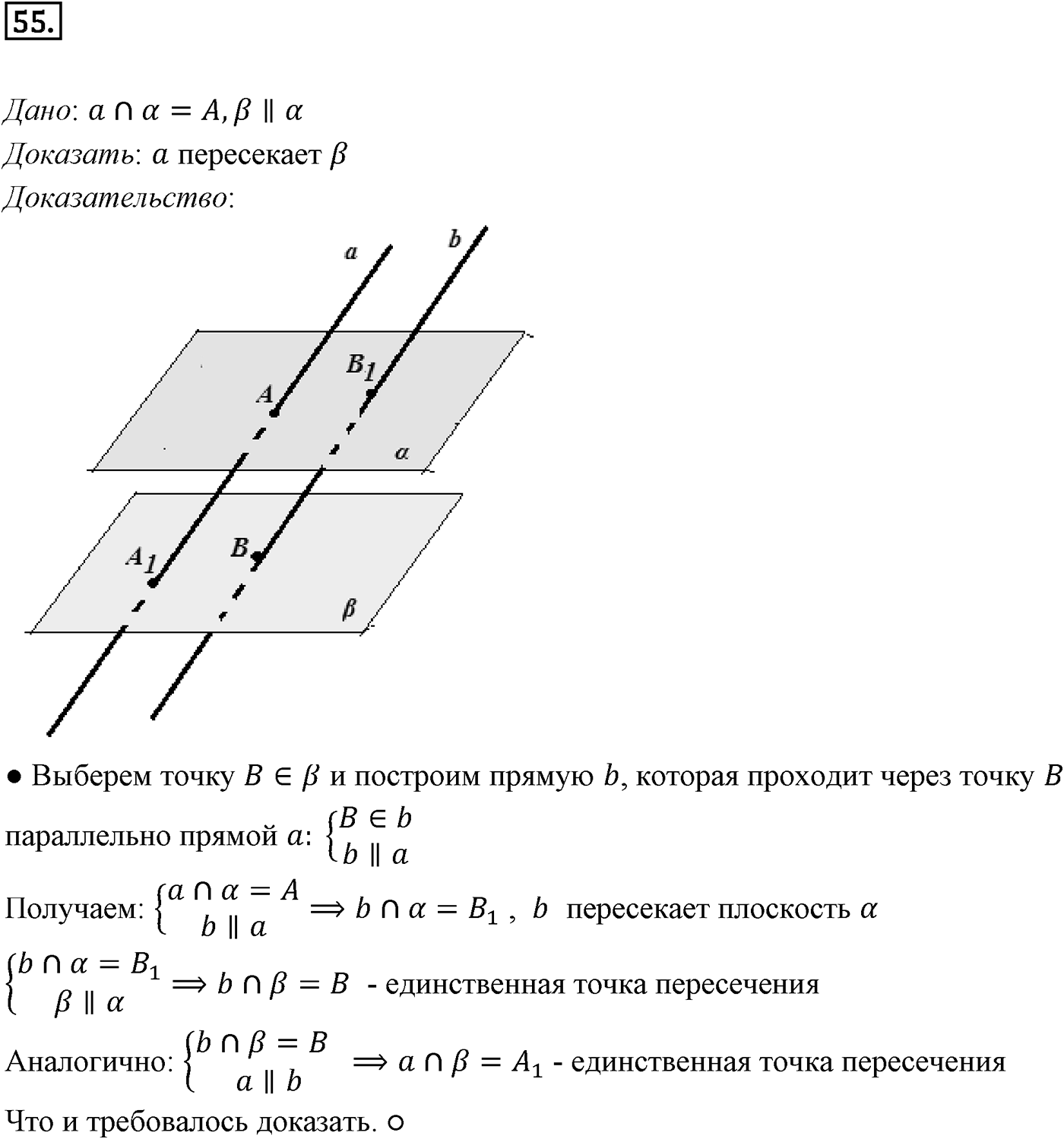 Глава I. Параллельность прямых и плоскостей. §3. Параллельность плоскостей. Номер №55 — решение 1