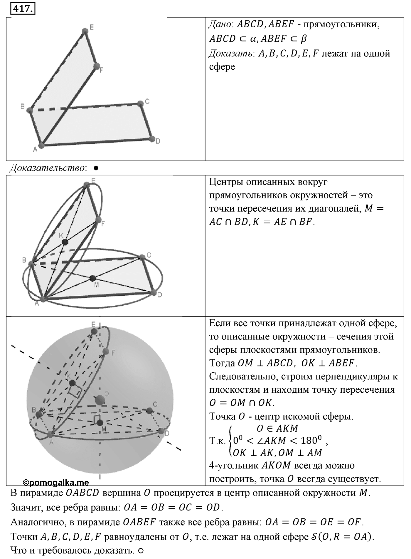 Глава IV. Цилиндр, конус и шар. §3. Сфера. Номер №417 — решение 1