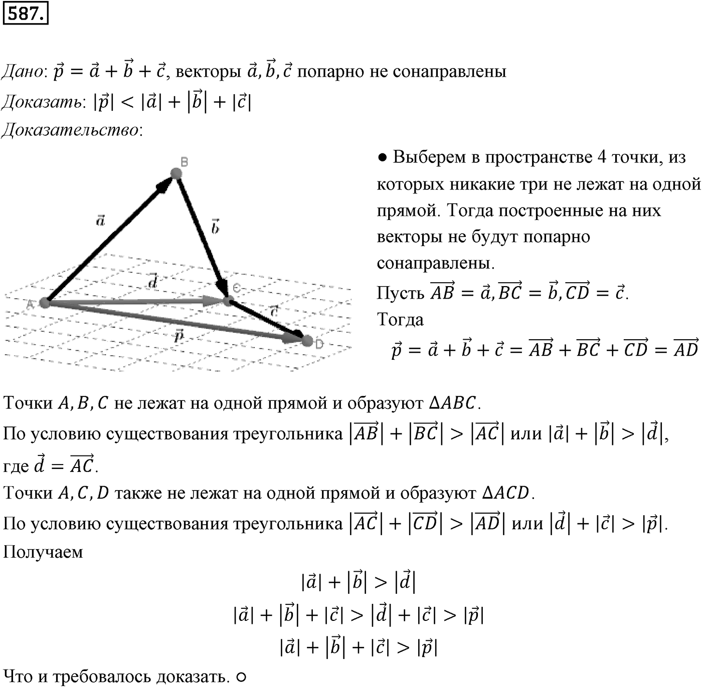 Глава VI. Векторы в пространстве. §2. Сложение и вычитание векторов. Умножение вектора на число. Номер №587 — решение 1