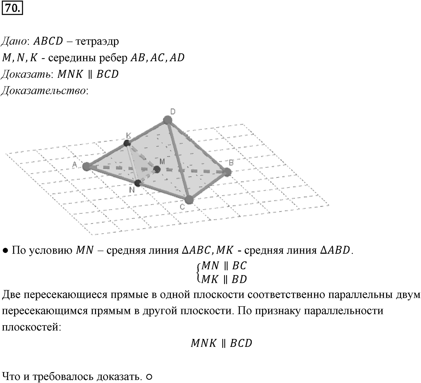 Глава I. Параллельность прямых и плоскостей. §4. Тетраэдр и параллелепипед. Номер №70 — решение 1