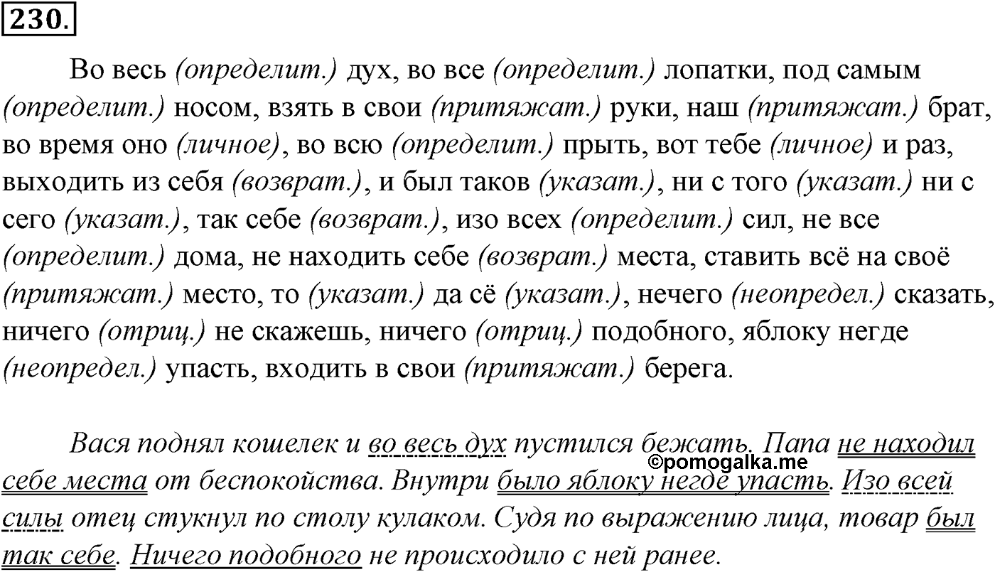 Морфология и орфография. § 45. Местоимение как часть речи. Упражнение №230 — решение 1