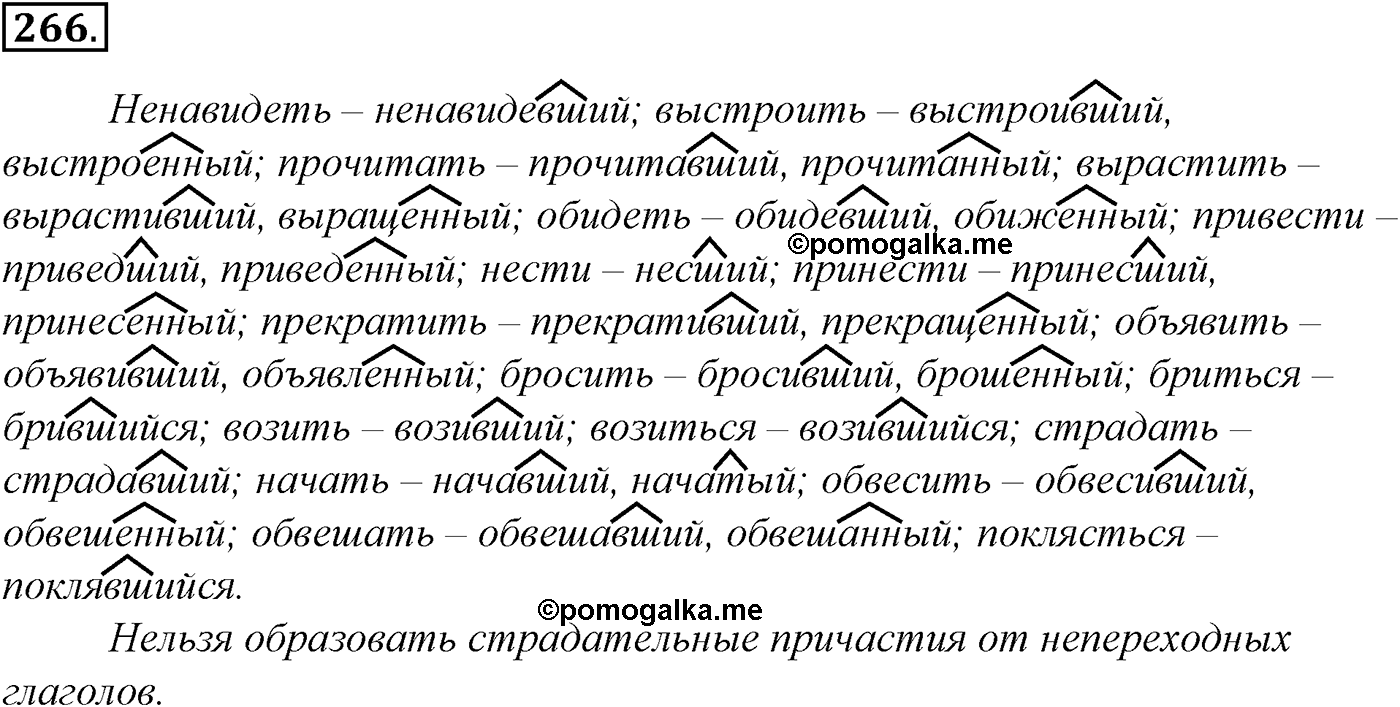 Морфология и орфография. 51. Правописание суффиксов причастий. И и ИИ в причастиях и отглагольных прилагательных. Упражнение №266 — решение 1