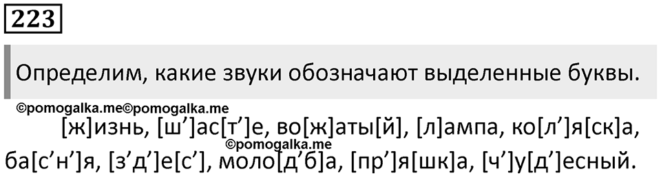 §70. Артикуляционная классификация согласных звуков. Упражнение №223 — решение 1