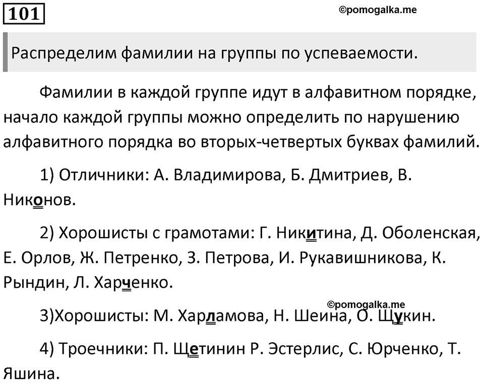 §31. Состав алфавита и принцип русской графики. Упражнение №101 — решение 1
