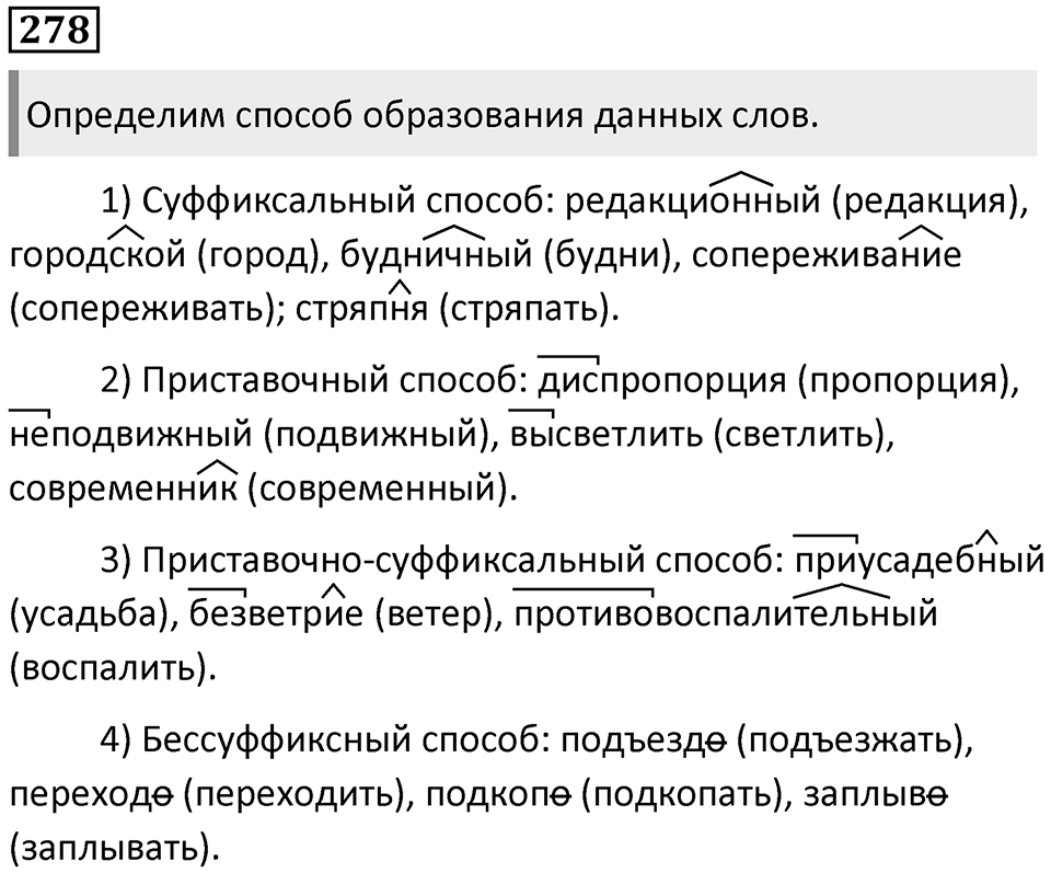 §89. Способы словообразования. Упражнение №278 — решение 1