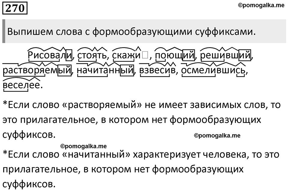 §85. Словообразовательные и формообразующие морфемы. Упражнение №270 — решение 1