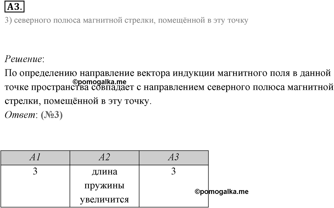 Глава 1. Магнитное поле. §1. Магнитное поле. индукция магнитного поля. Параграф 1 задание к ЕГЭ А3 — решение 1