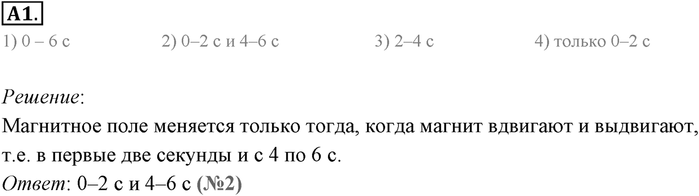 Глава 2. Электромагнитная индукция. §7. Электромагнитная индукция. Магнитный поток. Параграф 7 задание к ЕГЭ А1 — решение 1