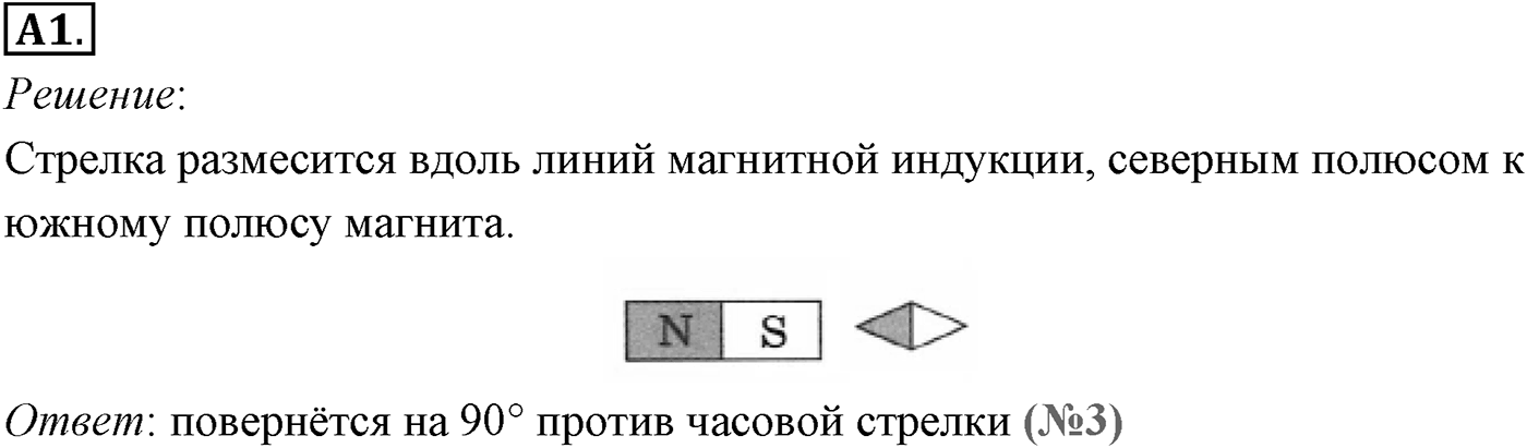 Глава 1. Магнитное поле. §1. Магнитное поле. индукция магнитного поля. Параграф 1 задание к ЕГЭ А1 — решение 1