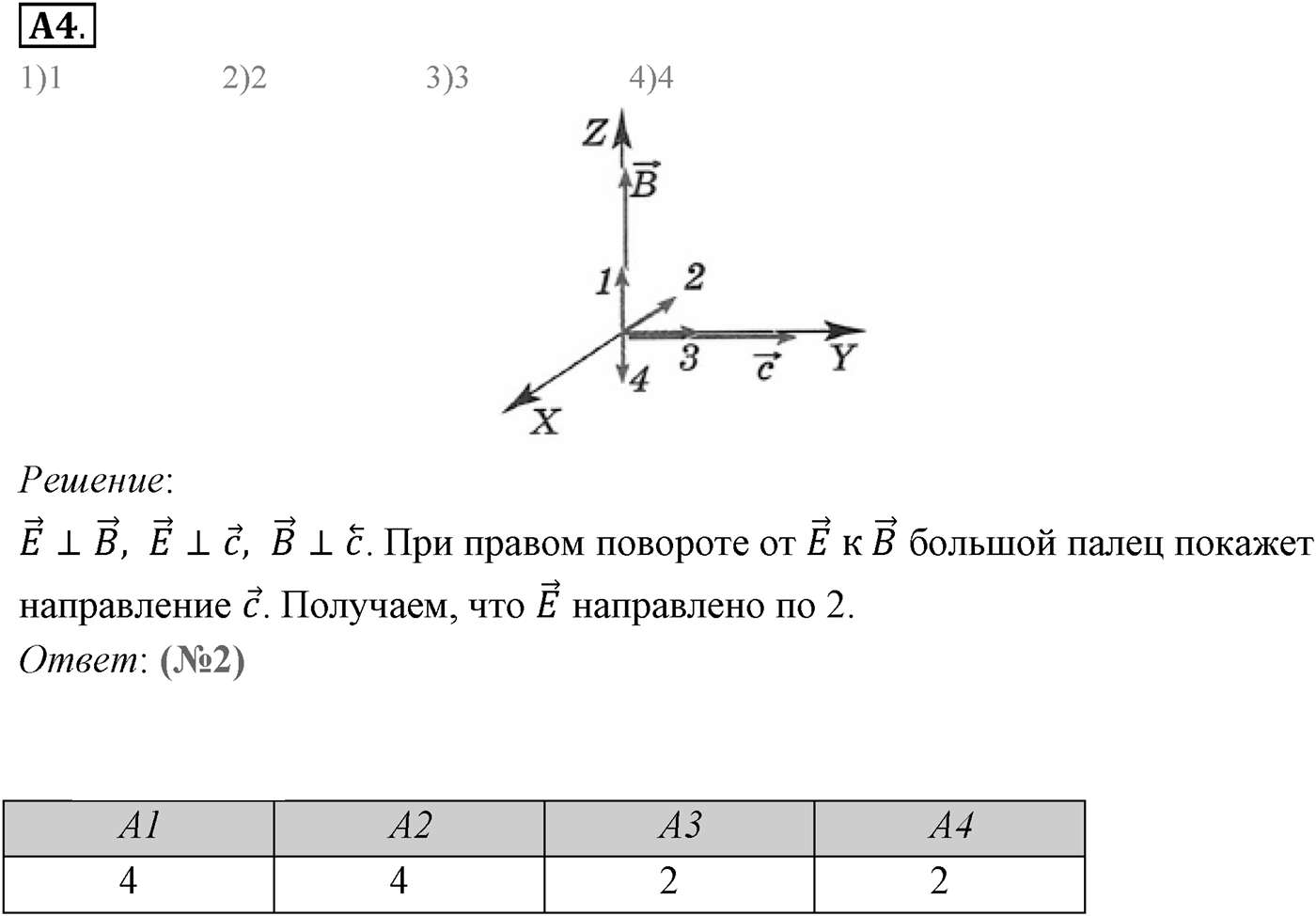 Глава 6. Электромагнитные волны. §35. Электромагнитное поле. Электромагнитная волна. Параграф 35 задание к ЕГЭ А4 — решение 1