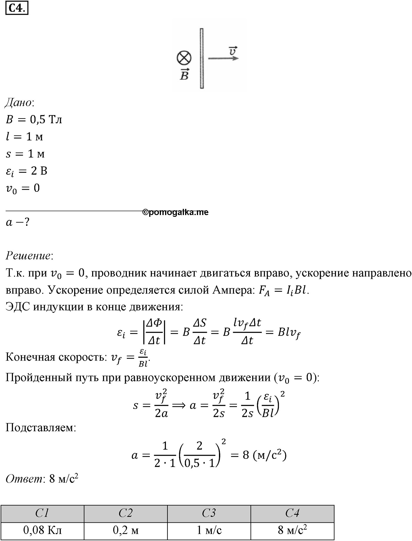 Глава 2. Электромагнитная индукция. §10. Примеры решения задач по теме «Закон электромагнитной индукции». Параграф 10 задание к ЕГЭ С4 — решение 1