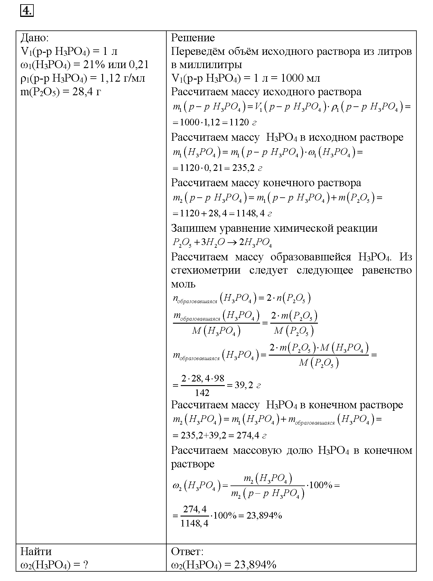 Глава четвертая. Растворы. §20. Подумайте, ответьте, выполните. Задание №4 — решение 1