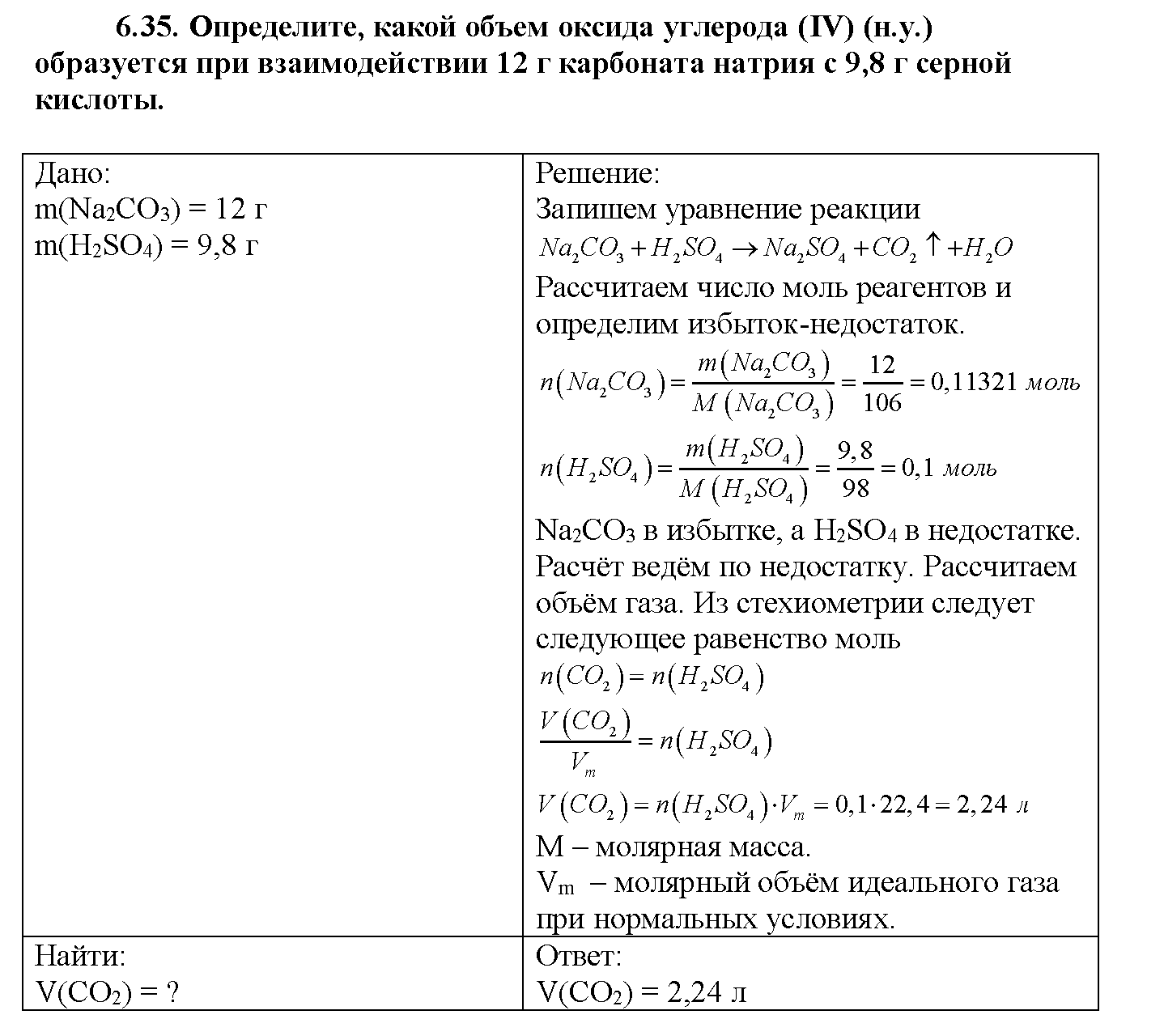 Глава седьмая. Неметаллы. §41. Задачи из задачника. Задание №6-35 — решение 1