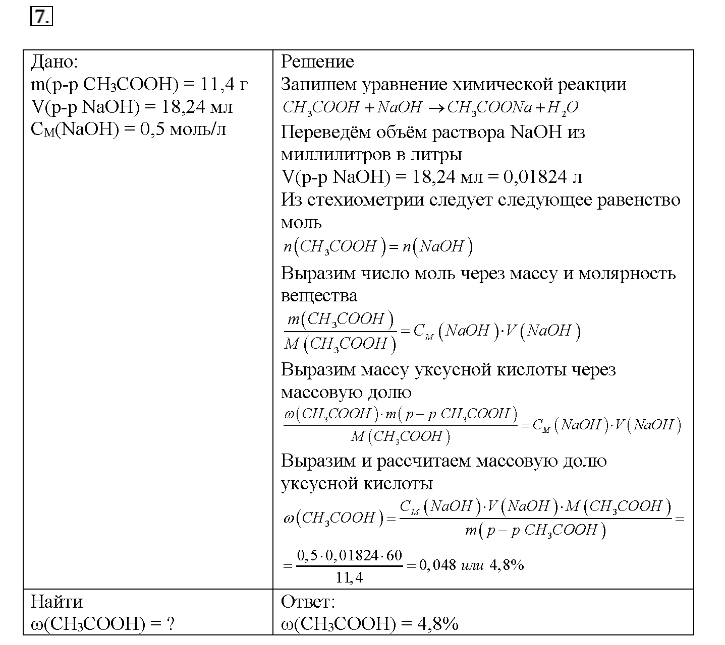 Глава четвертая. Растворы. §21. Подумайте, ответьте, выполните. Задание №7 — решение 1