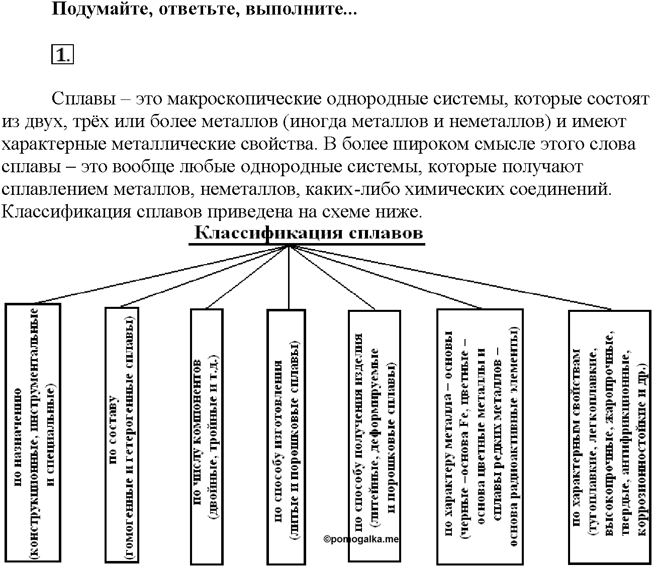 Глава шестая. Металлы. §33. Подумайте, ответьте, выполните. Задание №1 — решение 1