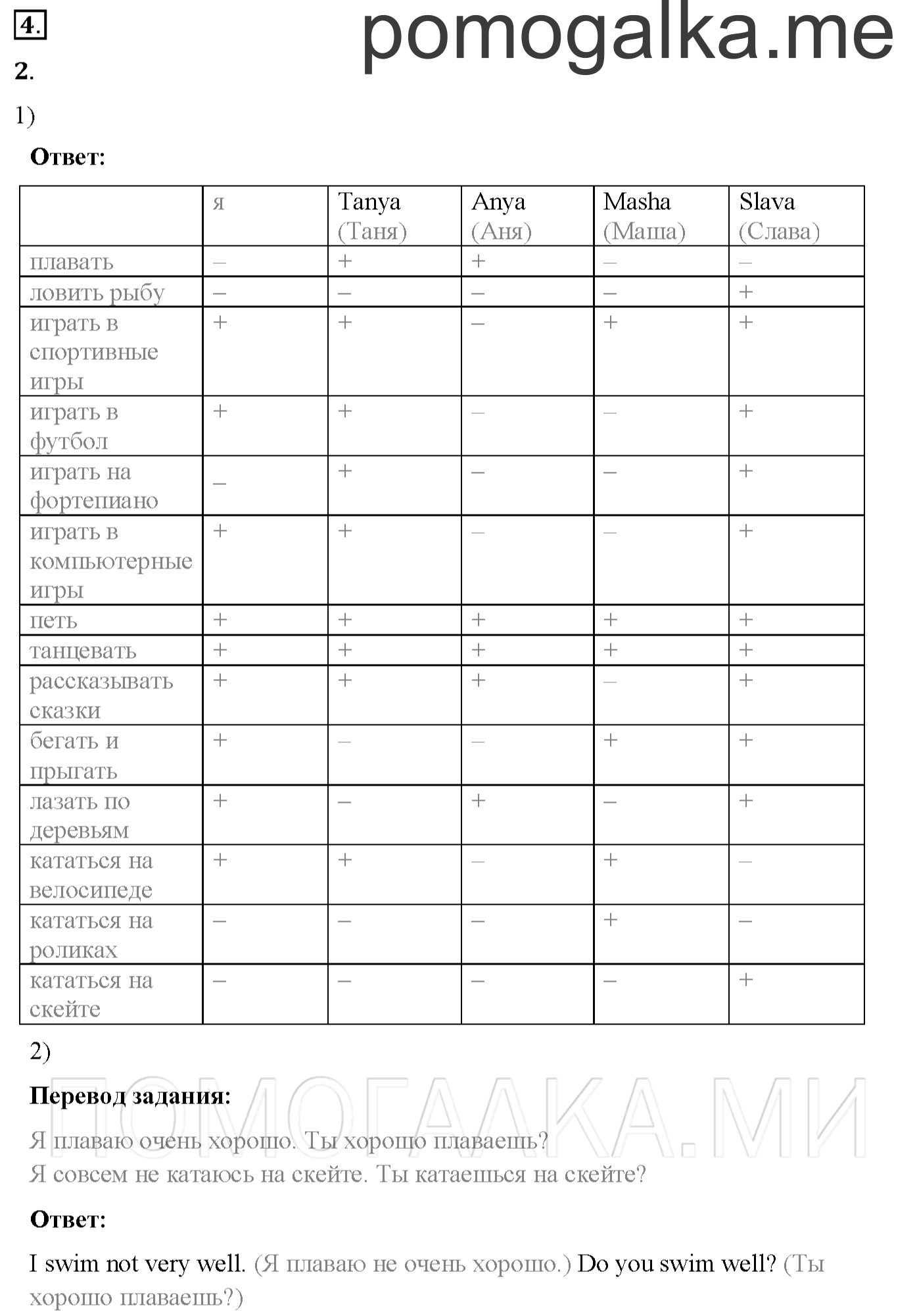Часть 2. Страница 80. Lesson 50. Задание №4 — решение 1