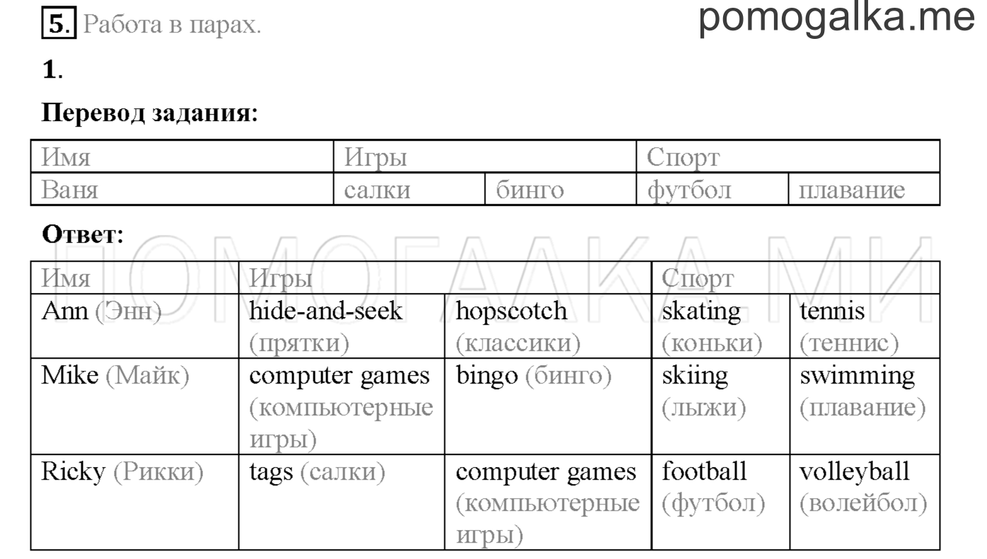 Часть 1. Страница 72. Lesson 21. Задание №5 — решение 1