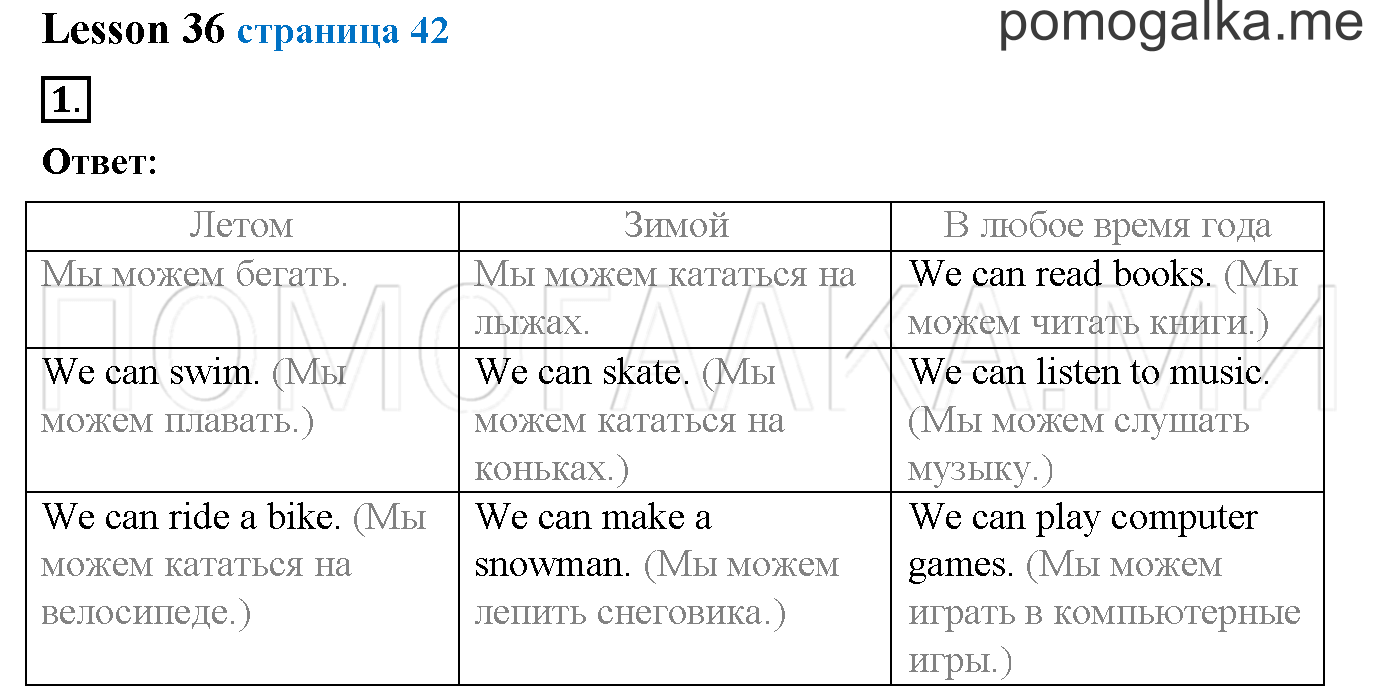 Часть 2. Страница 42. Lesson 36. Задание №1 — решение 1
