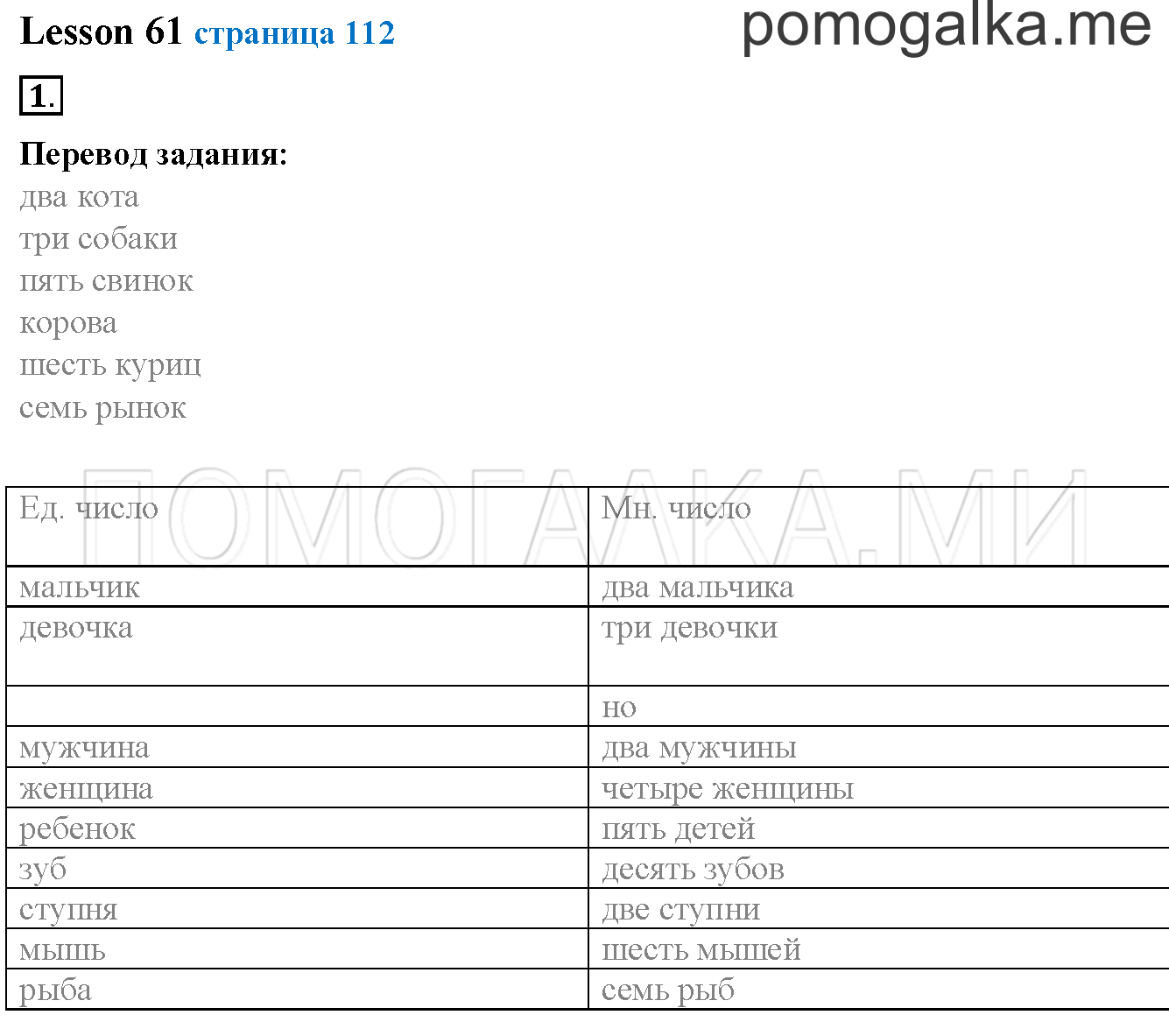 Unit 4. Страница 112. Lesson 61. Задание №1 — решение 1