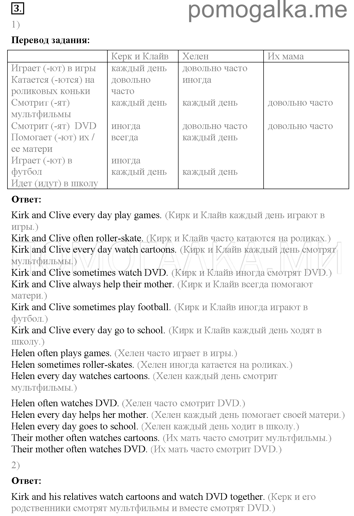 Часть 1. Unit 2. Is your family big?. Страница 23. Lesson 3. Задание №3 — решение 1